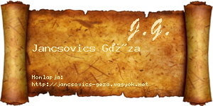 Jancsovics Géza névjegykártya